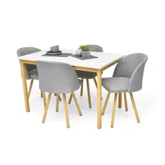 MICA - Juego de Comedor Moderno para 4 Personas Gris (Comedor + 4 Sillas)