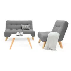 MICA - Juego de Sala Moderno en Tela (Sofá + Poltrona + Mesa de Centro) Nantes Prato