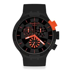 SWATCH - Reloj Unisex Checkpoint Red. Reloj Silicona Negro SB02B402