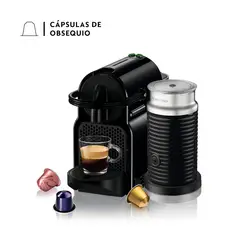 NESPRESSO - Cafetera de Cápsulas Inissia Negra con Espumador de Leche