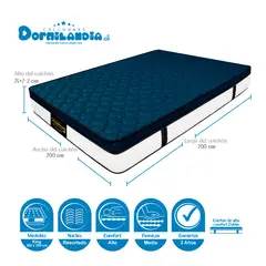 DORMILANDIA - Colchón King Firmeza Media Ortopédico Resortado con Pillow Dublín 200 x 200 cm - 0% Interés a 3 o 6 Cuotas Pagando con tu CMR Banco Falabella