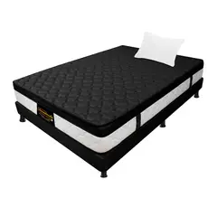 DORMILANDIA - Colchón con Base Cama Sencillo Firmeza Media Ortopédico Resortado con Pillow Dublín 100 x 190 cm + Almohada - 0% Interés a 3 Cuotas Pagando con tu CMR Banco Falabella