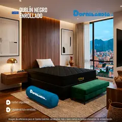 DORMILANDIA - Colchón con Base Cama Sencillo Firmeza Media Ortopédico Resortado con Pillow Dublín 100 x 190 cm + Almohada