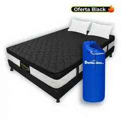 DORMILANDIA - Colchón con Base Cama cama Doble Firmeza Media Ortopédico Resortado con Pillow Dublín 140 x 190 cm + 2 Almohadas