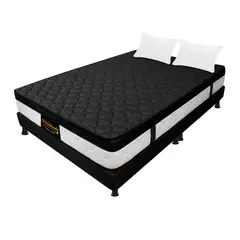 DORMILANDIA - Colchón con Base Cama Queen Firmeza Media Ortopédico Resortado con Pillow Dublín 160 x 190 cm + 2 Almohadas - 0% Interés a 3 Cuotas Pagando con tu CMR Banco Falabella