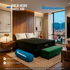 DORMILANDIA - Colchón con Base Cama Queen Firmeza Media Ortopédico Resortado con Pillow Dublín 160 x 190 cm + 2 Almohadas