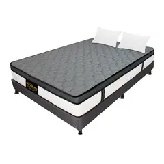 DORMILANDIA - Colchón con Base Cama cama Doble Firmeza Media Ortopédico Resortado con Pillow Dublín 140 x 190 cm + 2 Almohadas - 0% Interés a 3 Cuotas Pagando con tu CMR Banco Falabella