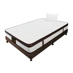 DORMILANDIA - Colchón con Base Cama Sencillo Firmeza Media Ortopédico Resortado con Pillow Dublín 100 x 190 cm + Almohada - 0% Interés a 3 Cuotas Pagando con tu CMR Banco Falabella