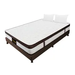DORMILANDIA - Colchón con Base Cama Semidoble Firmeza Media Ortopédico Resortado con Pillow Dublín 120 x 190 cm + 2 Almohadas - 0% Interés a 3 Cuotas Pagando con tu CMR Banco Falabella