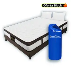 DORMILANDIA - Colchón con Base Cama cama Doble Firmeza Media Ortopédico Resortado con Pillow Dublín 140 x 190 cm + 2 Almohadas