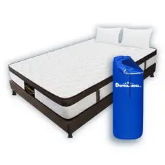 DORMILANDIA - Colchón con Base Cama Queen Firmeza Media Ortopédico Resortado con Pillow Dublín 160 x 190 cm + 2 Almohadas