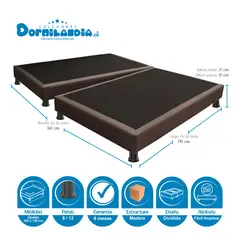 DORMILANDIA - Colchón con Base Cama Queen Firmeza Media Ortopédico Resortado con Pillow Dublín 160 x 190 cm + 2 Almohadas - 0% Interés a 3 Cuotas Pagando con tu CMR Banco Falabella