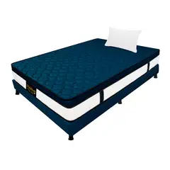 DORMILANDIA - Colchón con Base Cama Sencillo Firmeza Media Ortopédico Resortado con Pillow Dublín 100 x 190 cm + Almohada - 0% Interés a 3 Cuotas Pagando con tu CMR Banco Falabella