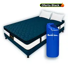DORMILANDIA - Colchón con Base Cama Semidoble Firmeza Media Ortopédico Resortado con Pillow Dublín 120 x 190 cm + 2 Almohadas