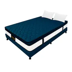 DORMILANDIA - Colchón con Base Cama cama Doble Firmeza Media Ortopédico Resortado con Pillow Dublín 140 x 190 cm + 2 Almohadas - 0% Interés a 3 Cuotas Pagando con tu CMR Banco Falabella