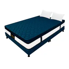DORMILANDIA - Colchón con Base Cama King Firmeza Media Ortopédico Resortado con Pillow Dublín 200 x 200 cm + 2 Almohadas - 0% Interés a 3 Cuotas Pagando con tu CMR Banco Falabella