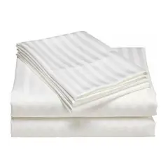 KARYTEX - Juego de Sábanas Doble Blanco Rayas Polialgodón -