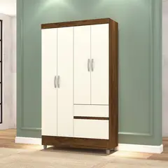 MUEBLES 2020 - Clóset 4 Puertas 2 Cajones Bonic Marrón Blanco Apagado