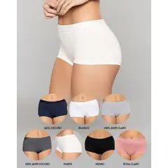 REYMON - Semanario Bóxer Tiro Alto Unicolor Pack X7 Para Mujer Ref. 8964