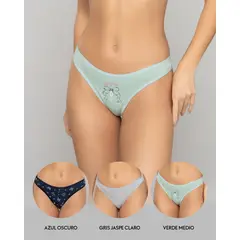 REYMON - Tanga Brasilera PAQUETE X3 Para Mujer En Algodón Ref. 9203