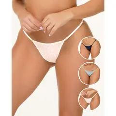 REYMON - Tanga Hilo PAQUETE X3 Para Mujer En Algodón Ref. 9003