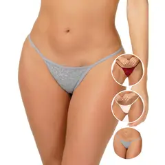 REYMON - Tanga Hilo PAQUETE X3 Para Mujer En Algodón Ref. 9003