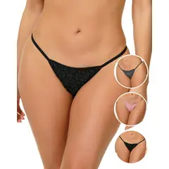 REYMON - Tanga Hilo PAQUETE X3 Para Mujer En Algodón Ref. 9003