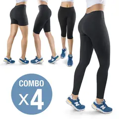 THIN & HAPPY - Combo cuatro licras leggins capri torero licra.