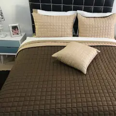 KARYTEX - Edredon Quilt Doble Café - Camel Polialgodón -