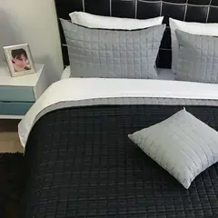 KARYTEX - Edredon Quilt Sencillo Negro - Gris Polialgodón -