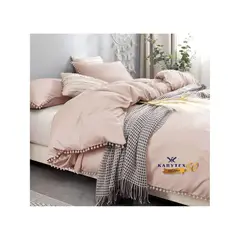 KARYTEX - Funda Duvet Liso Cama Doble Color Rosa - Borlas Rosas.