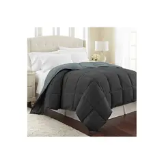 KARYTEX - Plumon Acolchado Queen Negro - Gris Polialgodón -