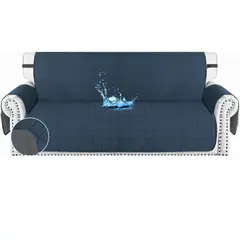 KARYTEX - Protector de sofá 3 Puestos doble faz azul oscuro- gris
