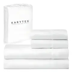 KARYTEX - Juego De Sabanas Hotelero 100 % Algodón 300 Hilos Cama Doble