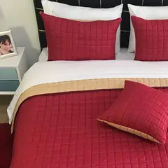 KARYTEX - Edredon Quilt Sencillo Vinotinto - Camel Polialgodón -