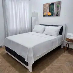 HOGARETO - Juego de Sábanas Blancas Cama Semidoble