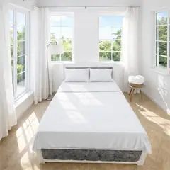 HOGARETO - Juego de Sábanas Cama Queen 160x190cm Blanca 3001