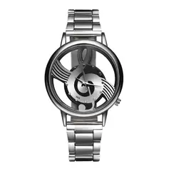 UBMD - Reloj Cuarzo Unisex Acero Inox Nota Musical OEM Plateado.
