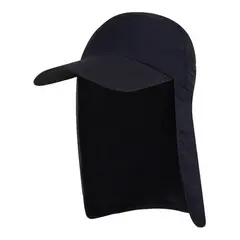 VELBROS - Gorra Cachucha Safari Protector Cuello Capa Viaje Sol Chavo - Negro
