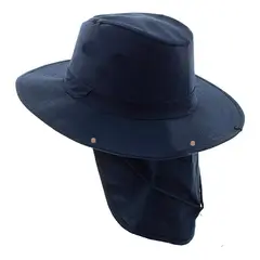 VELBROS - Sombrero Safari Proteccion Sol Cuello Solapa Pesca Deporte - Azul oscuro