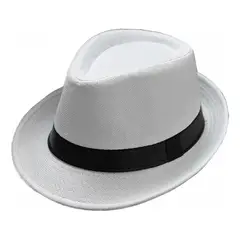 VELBROS - Sombrero Fedora Gardel Hombre Mujer Playa Protege Sol Gorro - Blanco.