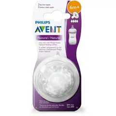 PHILIPS - Chupo natural tetina para tetero avent 6m+ flujo lento 2und