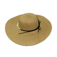 VELBROS - Sombrero Pava Mujer Sol Viaje Elegante Playa Gorro Protector - Caqui