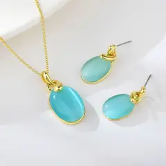 VERAMOREST - Set Aretes y Collar Veramorest- Azul Celeste