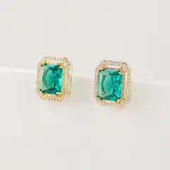 VERAMOREST - Aretes Topo Verde Esmeralda Veramorest_.