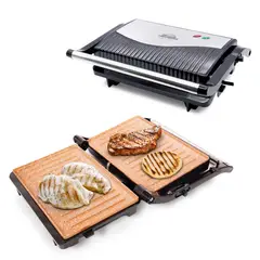 HOME ELEMENTS - Sanduchera Grill Panini HEGP215C Negro