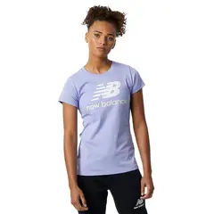 NEW BALANCE - Camiseta Essentials Stacked Para Mujer-Violeta