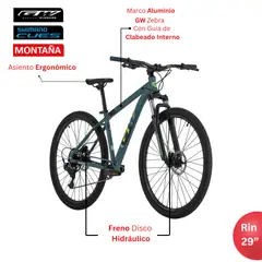 GW - Bicicleta de Montaña Zebra Rin 29 Shimano 9 Vel. Talla M