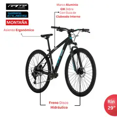 GW - Bicicleta de Montaña Zebra Rin 29 Shimano 9 Vel. Talla M