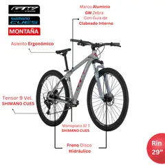 GW - Bicicleta de Montaña Zebra Rin 29 Shimano 9 Vel. Talla M